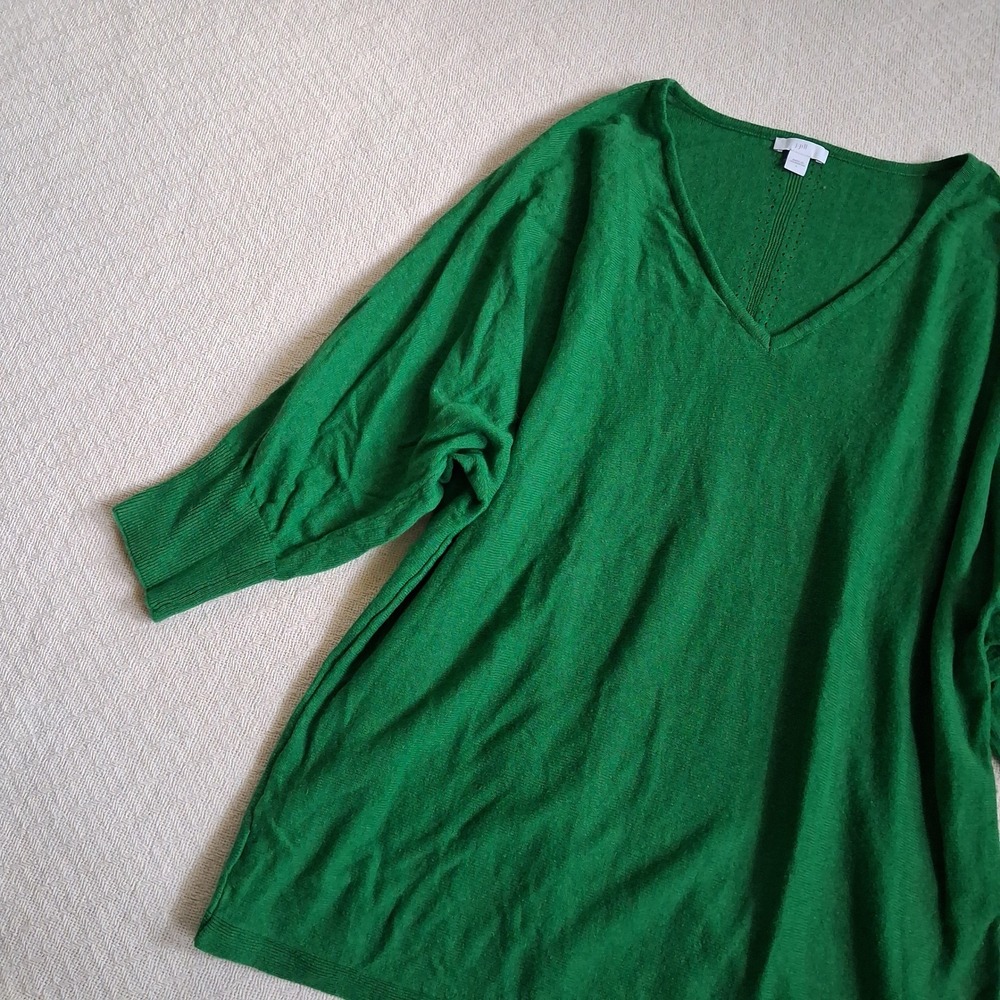 j.jill linen blend sweater green large coastal grandma earthy boho minimalist